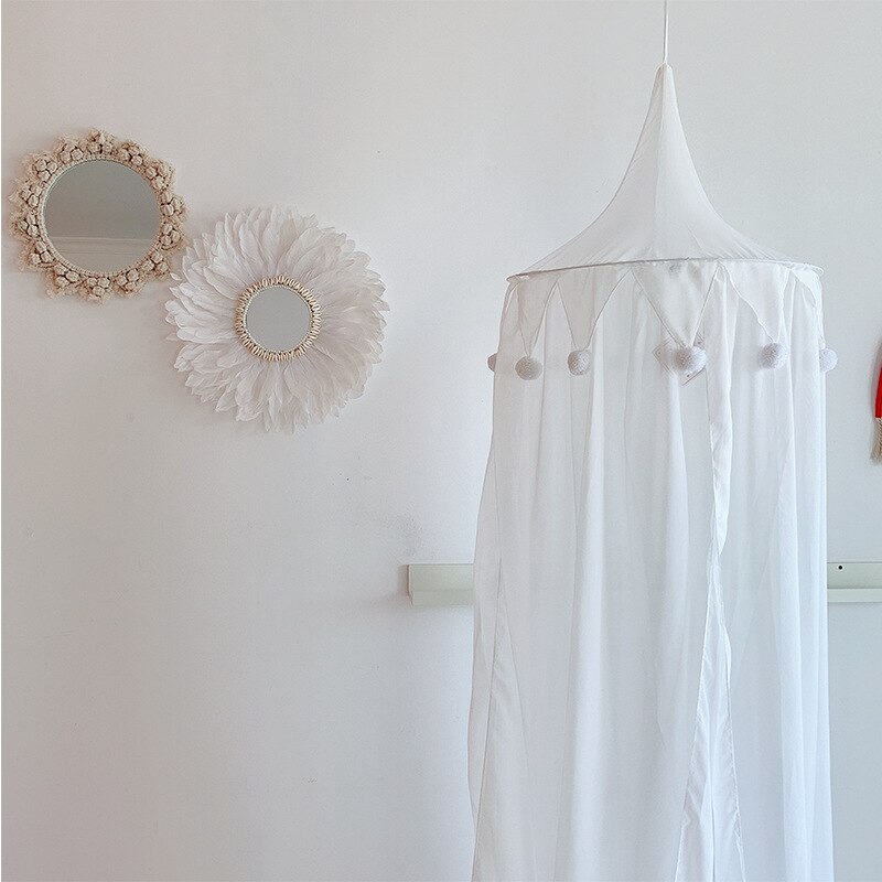 Estilo nórdico de gasa de verano tienda niño ropa de cama Red de cama de cúpula redonda cortina hogar cama cuna juego de niños decoración de la habitación
