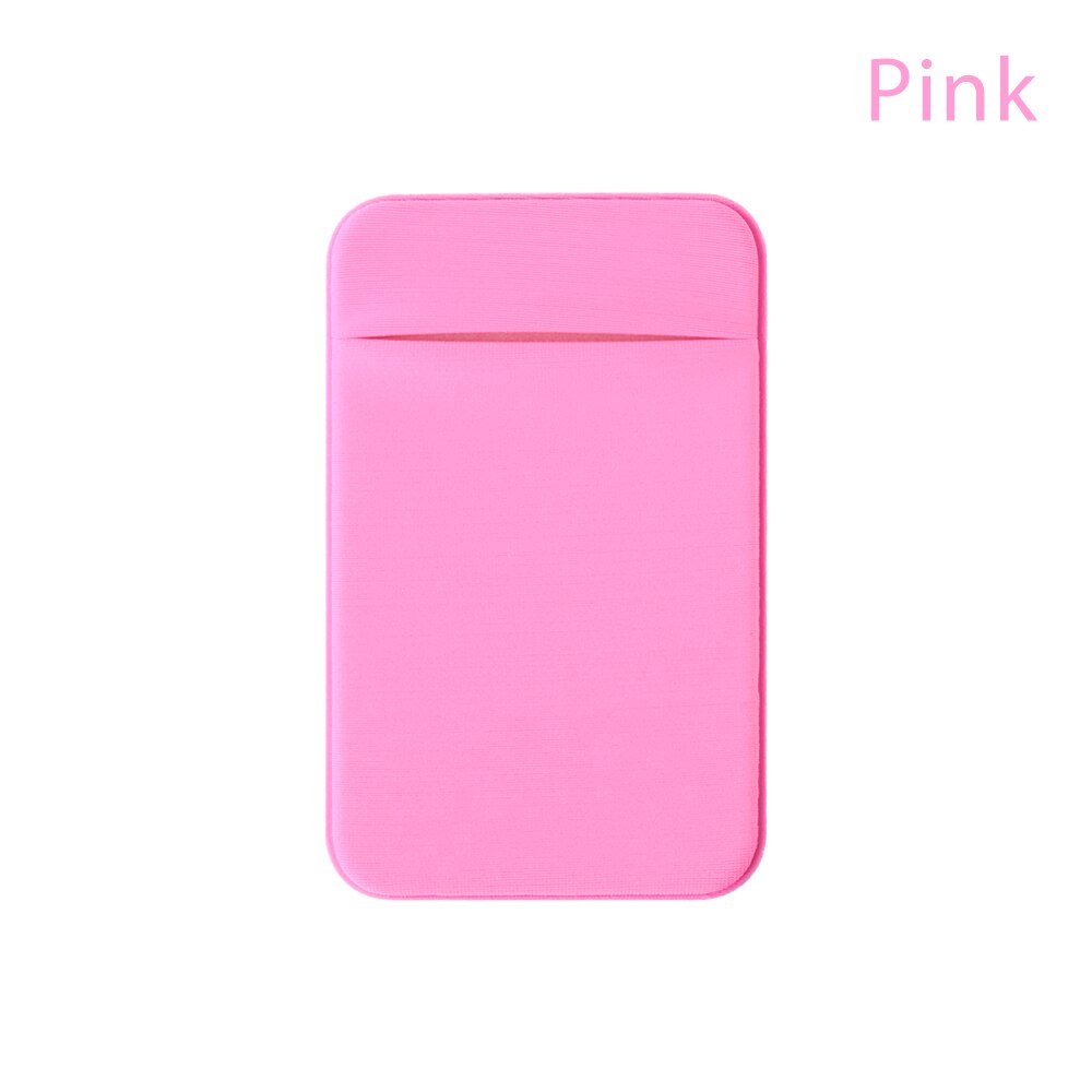 1Pc Elastische Stretch Lycra Lijm Mobiele Telefoon ID Credit Kaarthouder Sticker Pocket Wallet Case Kaarthouder voor iphone smartphone: A-pink