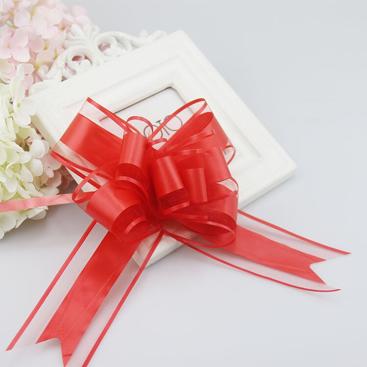 Plain Snow Yarn Garland Streamers Ribbon Flowers Packaging Bundled Wedding Car Door Hand Streamers Wedding Decoration: red 10pieces