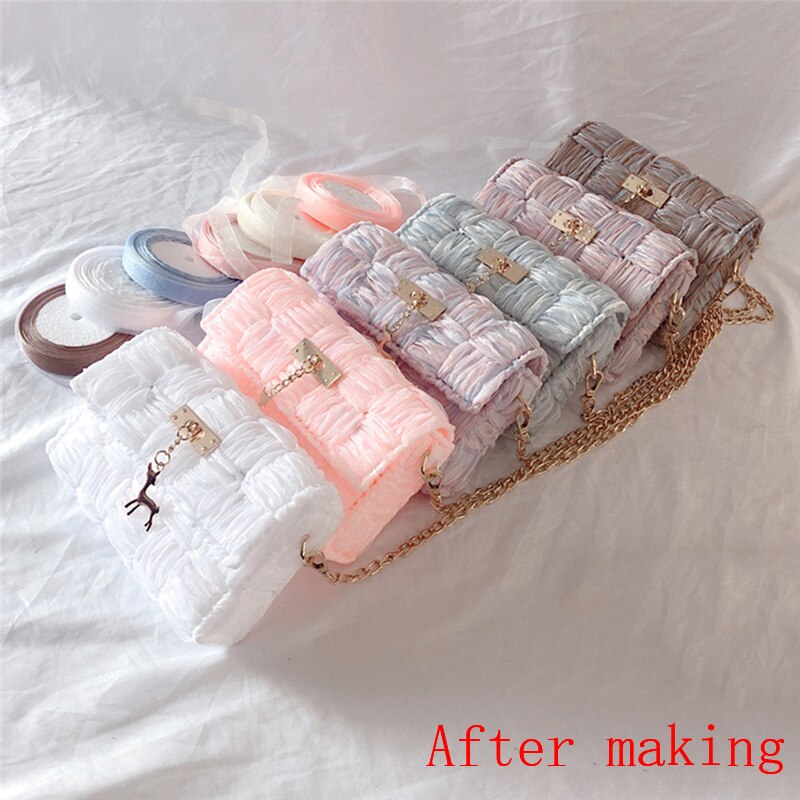 1 set nethoes gaas geweven schoudertas plastic vrouwelijke handgemaakte diy handtas tas accessoires
