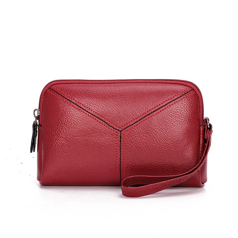 Pu Leather Handbags Women Day Clutch Bags Envelope Small Organizer Long Wristlet Strap Purse Ladies Party Bag: Red