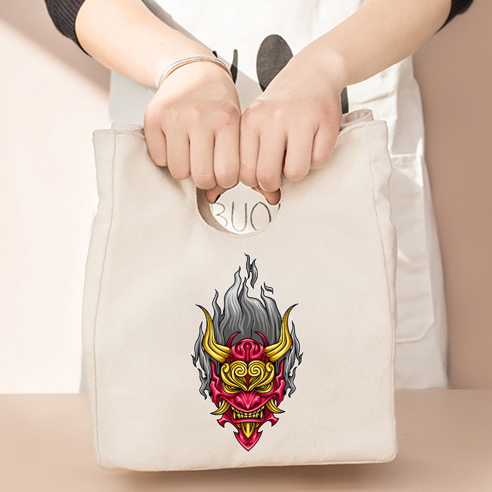 Gecontracteerde Stijl Geïsoleerde Lunch Tas, Duurzaam Bento Pouch, Thermische Lunch Box, Cooler Tassen, kat Print Lunch Container Bag: 5monster023