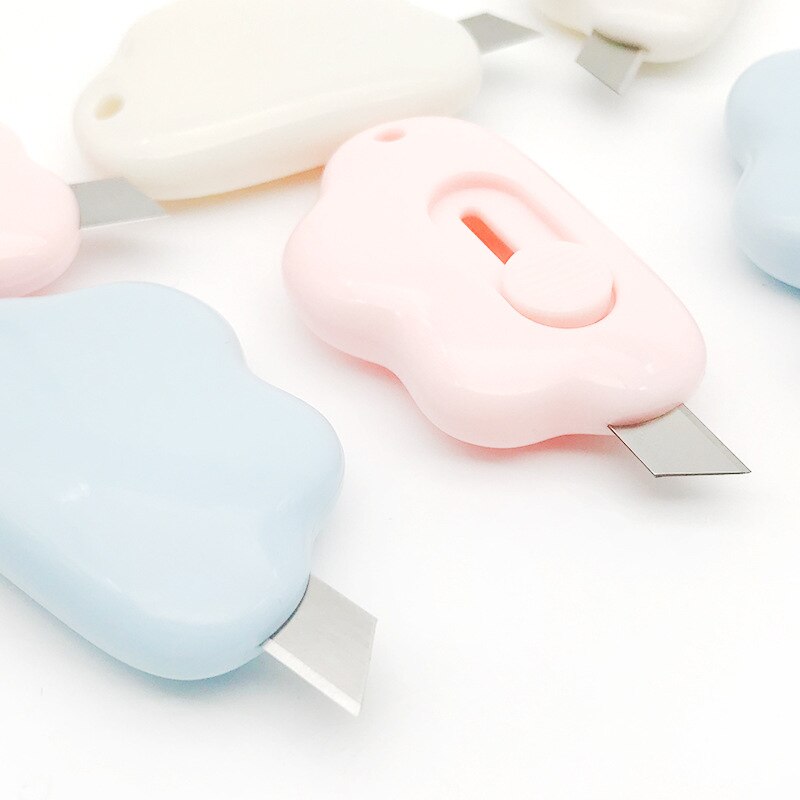 Mini Cute Cloud Utility Knife 9mm Safety Metal Blade Express Box Opener Paper Cutter Art Craft Wrapping Office School F359