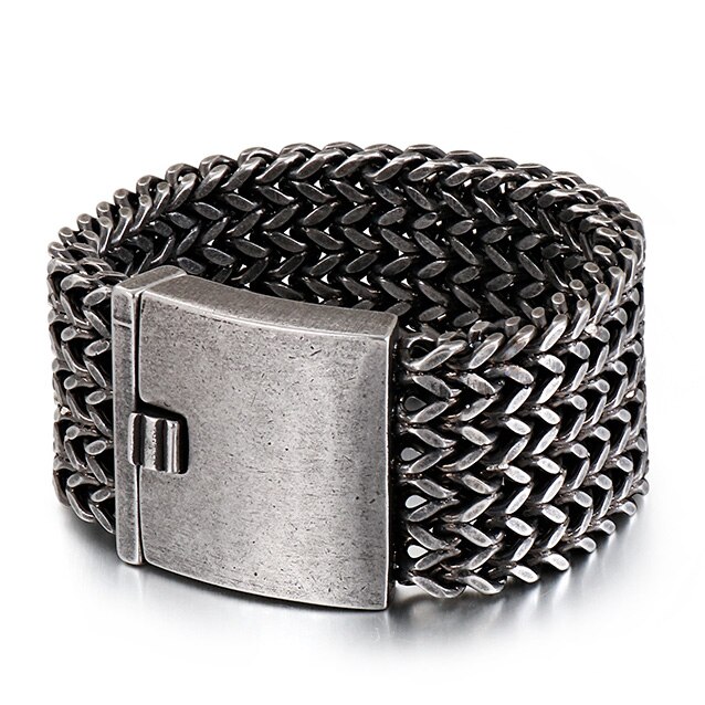 12/18/30 MILLIMETRI di Larghezza Nero Bracciale in Acciaio Da Uomo 23CM retrò massiccio Mens Braccialetti con Ciondoli 2020 amicizia gioielli da uomo di Sesso Maschile: 30MM Wide / 21cm