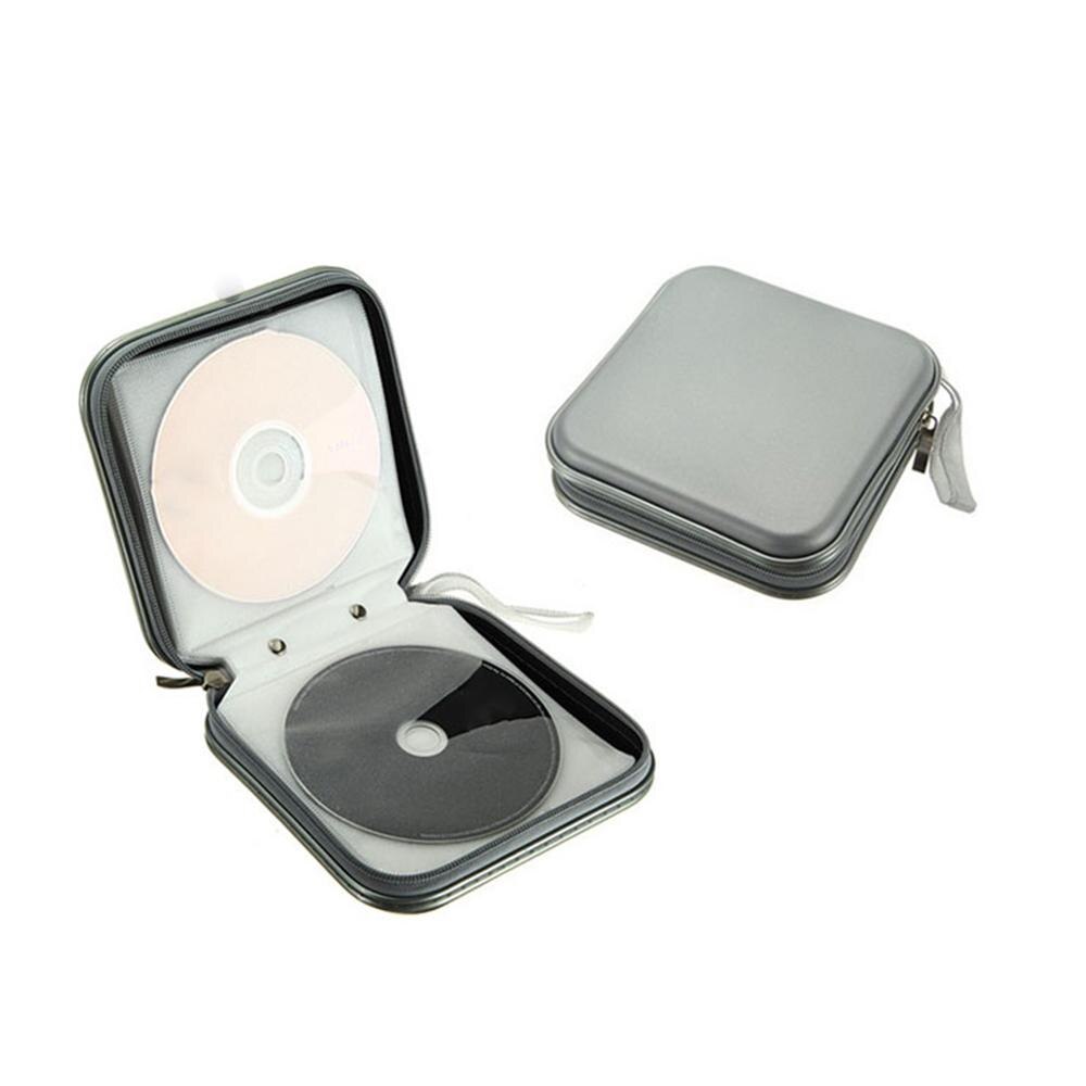40 Uds. Capacidad disco CD DVD tamaño monedero organizador de almacenamiento CD estuche DVD bolsa de transporte soporte álbum caja bolsa de transporte bolsa con cremallera: Silver