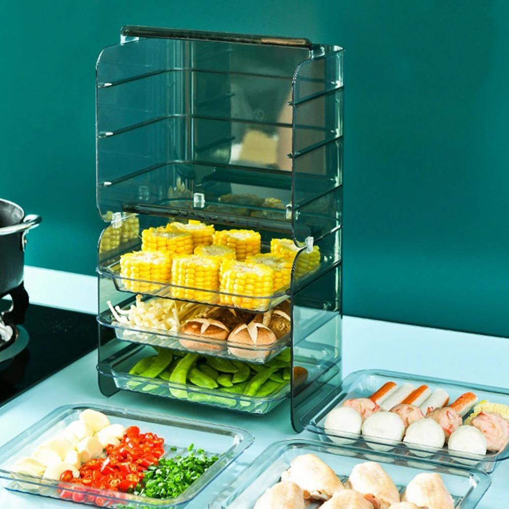 Kitchen Preparation Plate Organizer 3-Layers Cooking Dishes Tray Multi-functional Wall Mount Racks Kitchen Supplies Storage Set