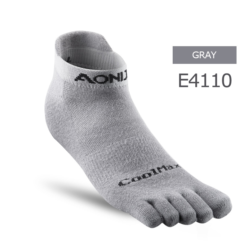 AONIJIE Een Paar Lichtgewicht Sokken Low Cut Athletic Teen Sokken Kwart Sokken Voor Vijf Tenen Barefoot Loopschoenen Marathon Ras: E4110 Gray / L