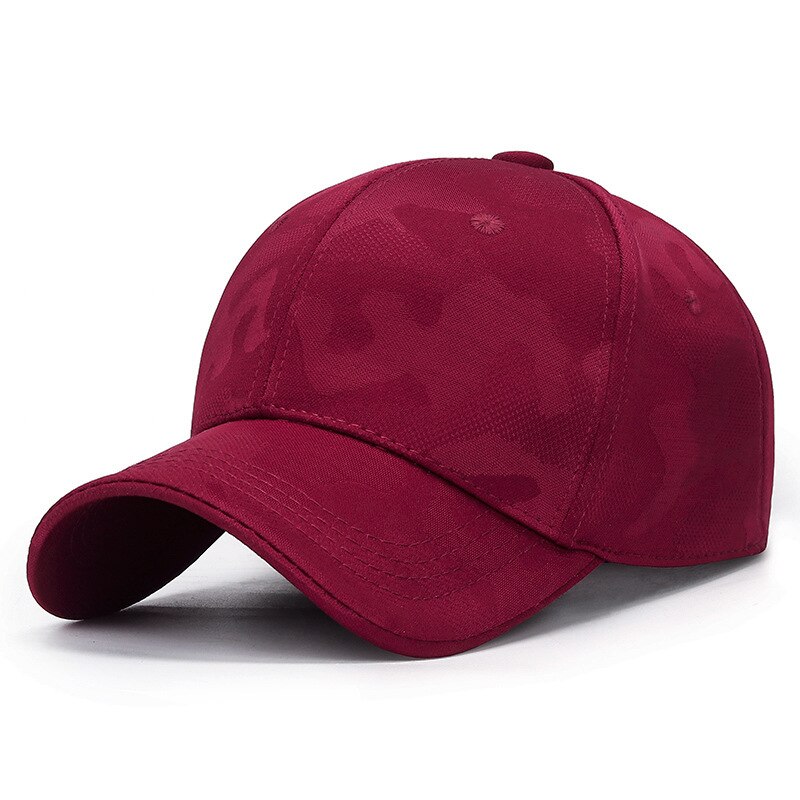 Camouflage baseball kasket forår og efterår udendørs fritid enkel solhat mænd og kvinder golfhat justerbar snapback kasket: Rødvin