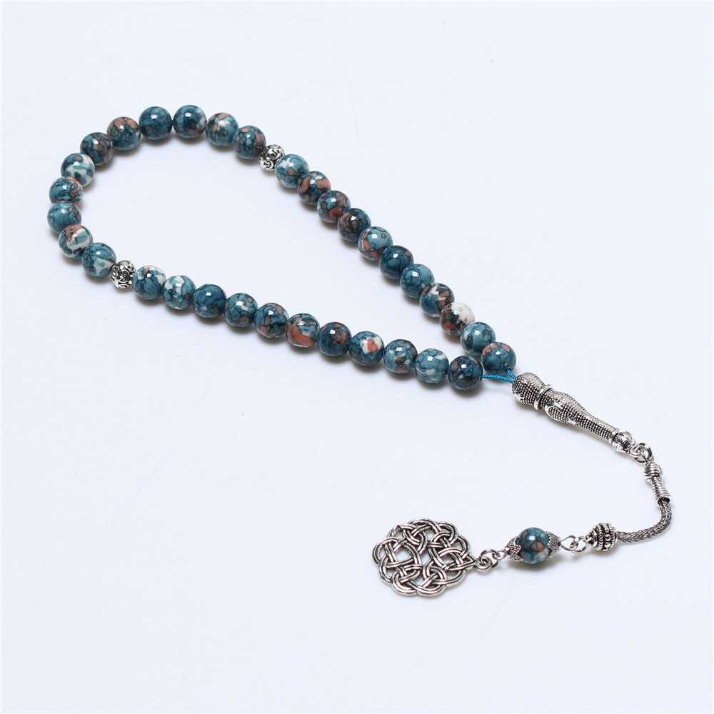 Turkse 8Mm Regen Steen Gekleurde Blauw Islamitische Gebed Kralen 33 Tasbih