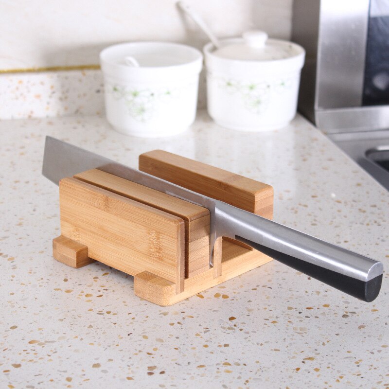 Wood Cutting Board Knife Holder Kitchen Supplies Horizontal Chopping Board Knife Holder Tool Storage Rack Wooden Knife Holder