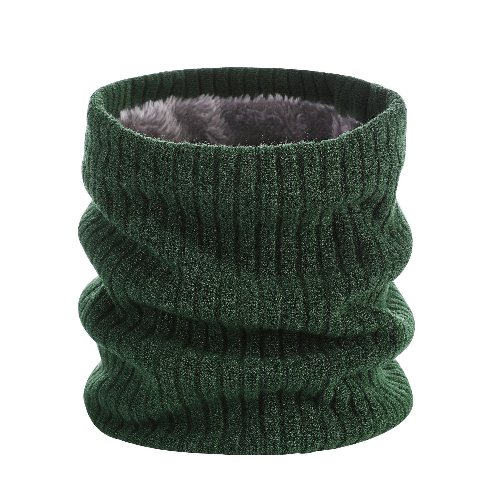 Winter Knitted Plush Thick Neck Scarf Women Men Cashmer-Like Collar Warm Rings Scarves Outdoor Sport Men Collar Infinity Snood: Green  