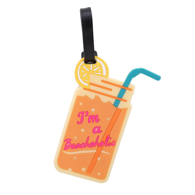 Kawaii Voedsel Vorm Koffer Bagagelabel Cartoon Id Adres Holder Siliconen Bagagelabel Draagbare Label Reizen Accessoires: Drink