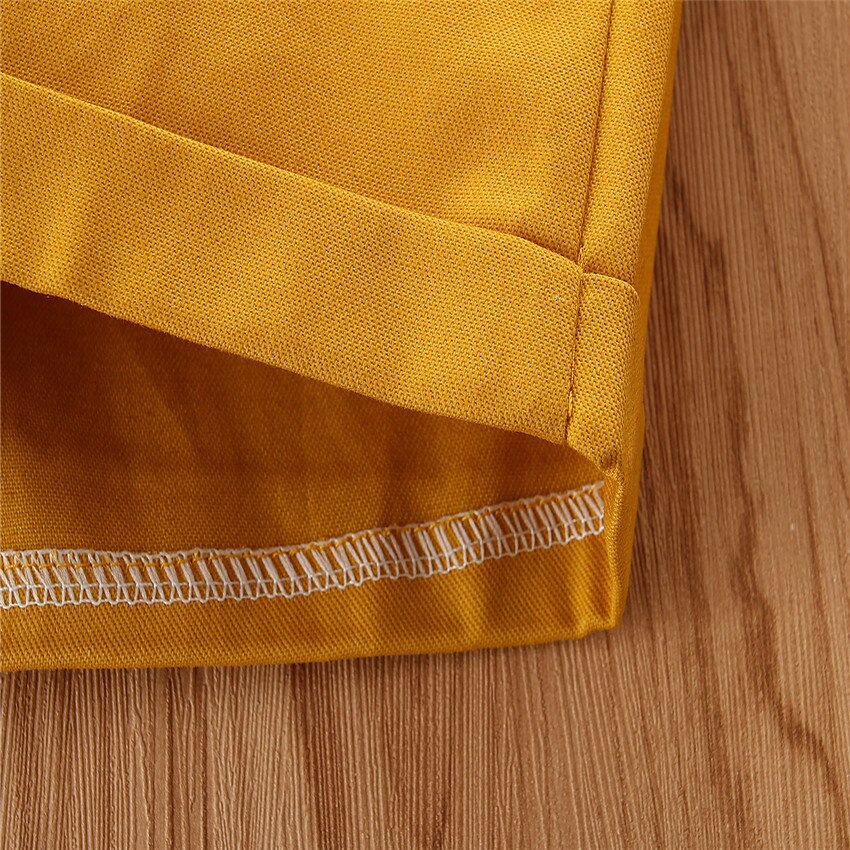 Conjunto de ropa para niños de 1 a 6 años, conjunto de camisa a cuadros de verano, pantalones cortos amarillos y cinturón, 4 piezas