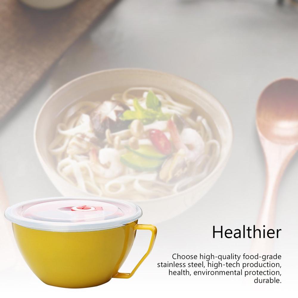 Stainless Steel Instant Noodle Bowl Double Lid With Lid Handle Noodle Cup Ramen Bowl Soup Bowl Insulated Fresh Box Rice