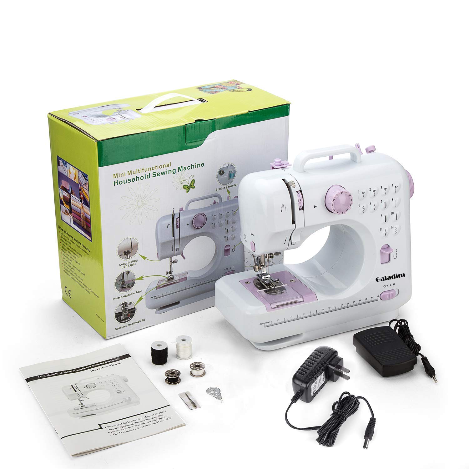 Mini Machine à coudre à 12 points, Machine à coudre à 12 points, Machine à coudre à tricoter multifonctionnelle pour le ménage, à Double filetage et à Double vitesse