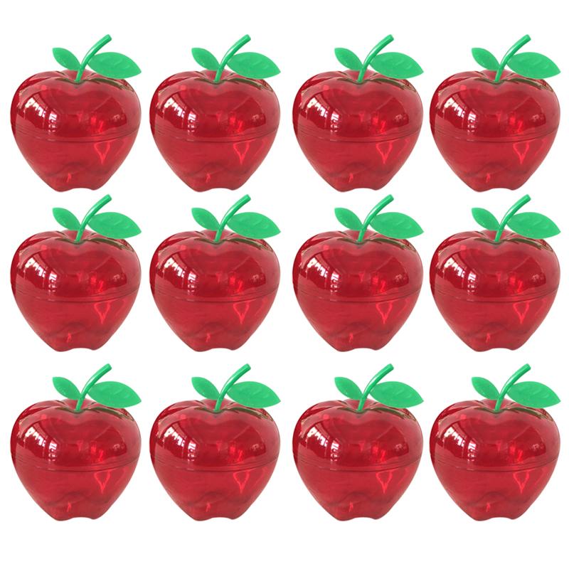 12pcs Christmas Plastic Apple-Shaped Chocolate Candy Boxes Storage Container Party Box YAER Party Decoration(Red)