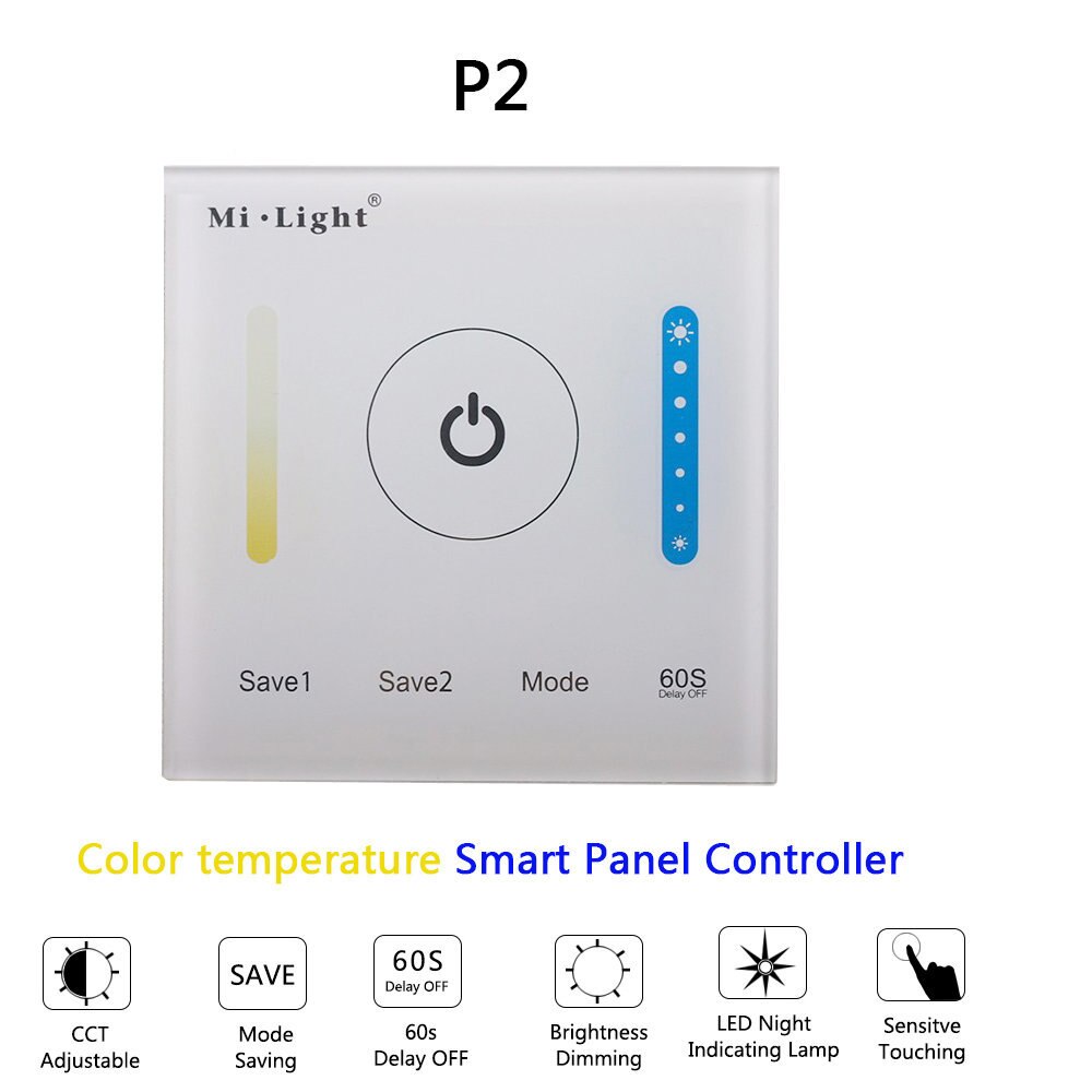 Miboxer smart touch panel dæmpbar dæmpning/ct/rgb/rgbw/rgb+cct led strip lys controller 2.4g trådløs fjernbetjening  p1/p2/p3/t1/t2/t3: P2