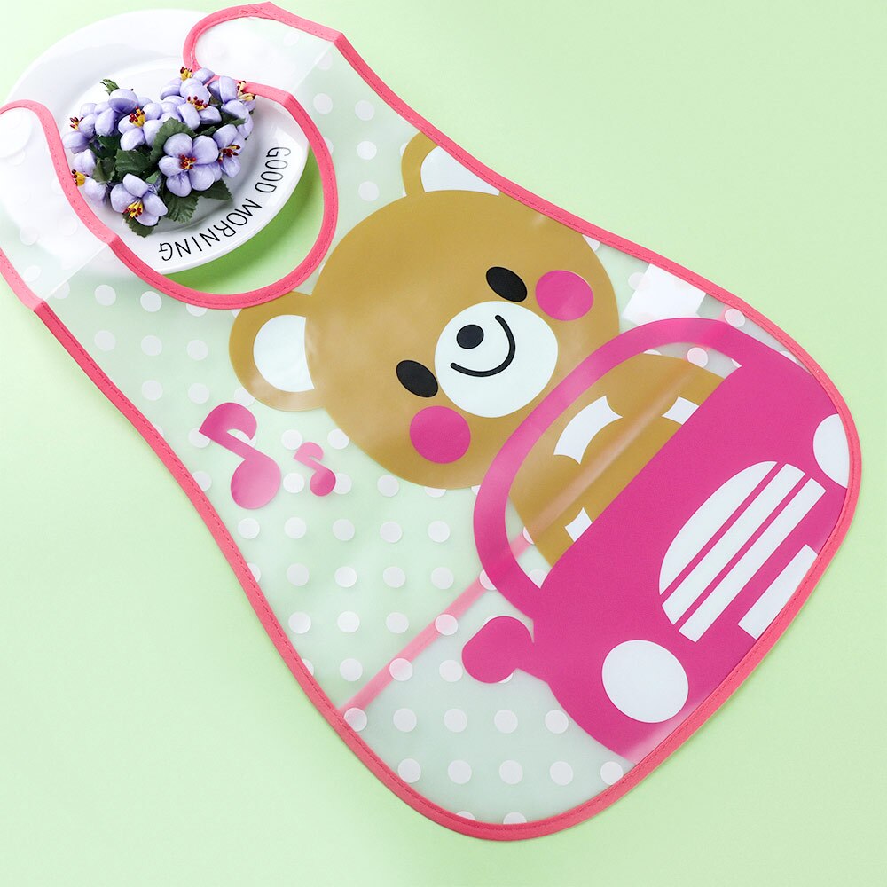 Cute EVA Baby Waterproof Feeding Bibs Cartoon Feeding Cloth Towels Apron Kids Feeding Accessories: Pink