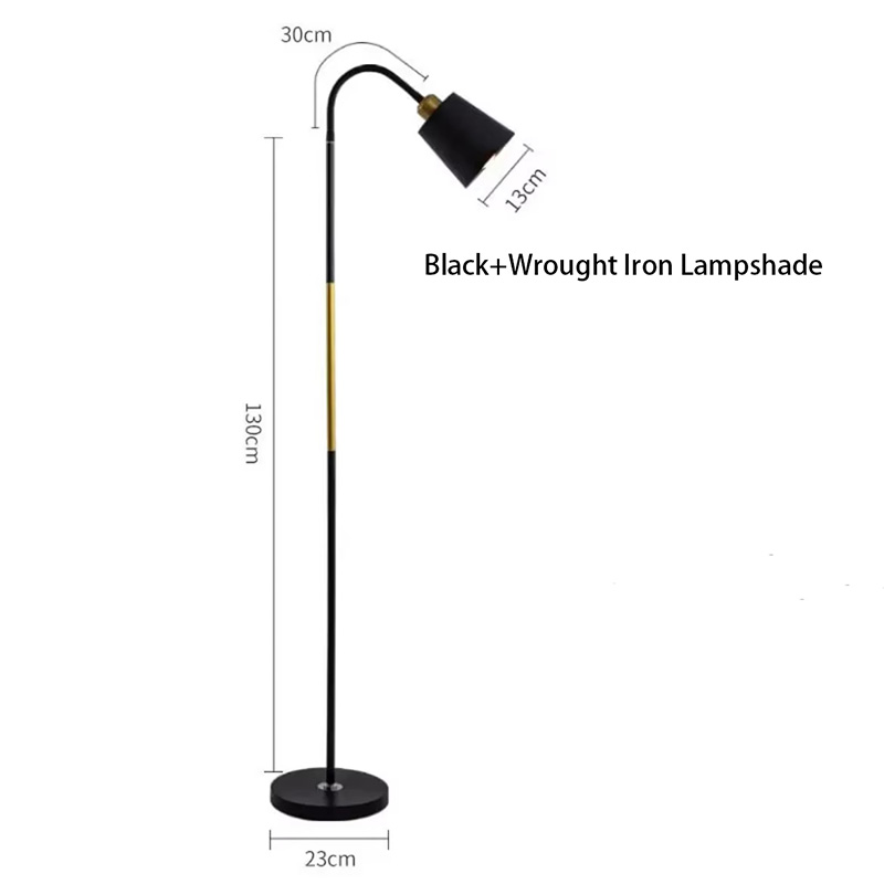 Lámpara de pie de cuello de cisne ajustable para sala de estar, iluminación de Hotel E27, cabezal giratorio de 360 °, , luz LED decorativa para interiores: Negro