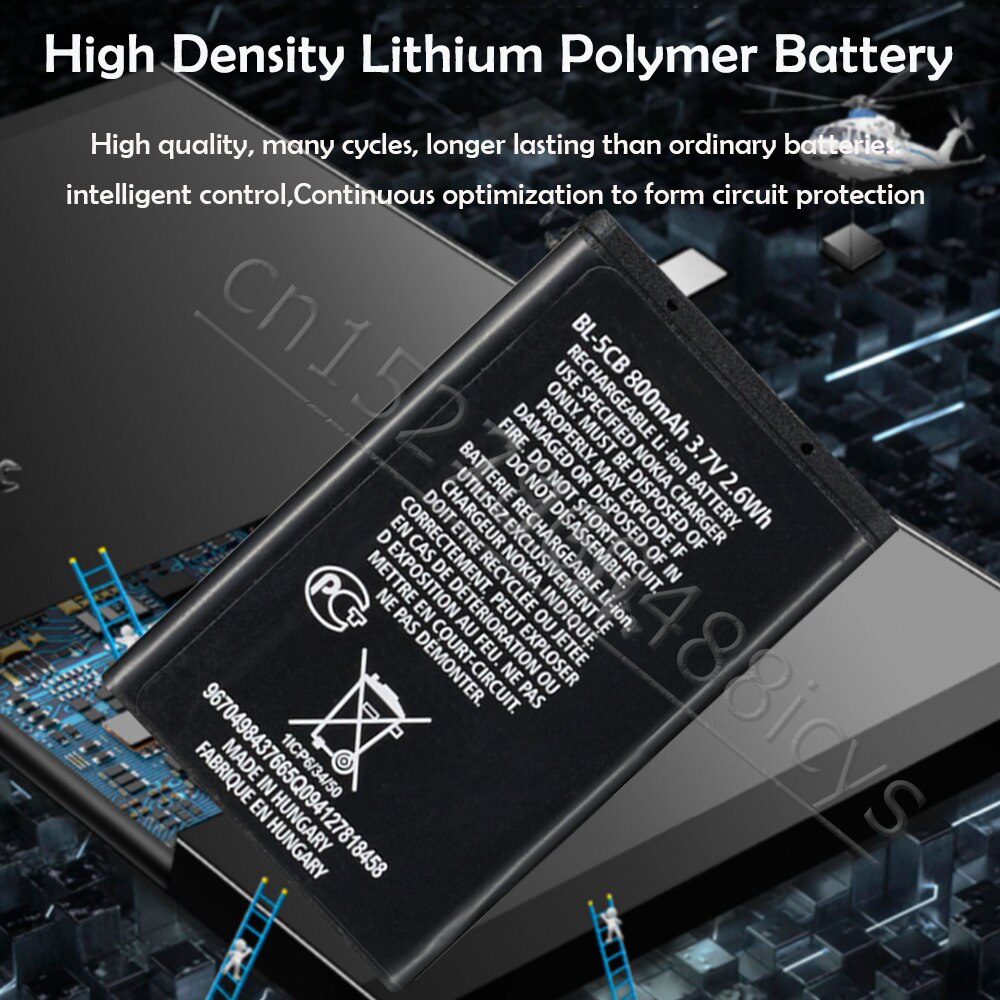 1-2 Stuks 800Mah BL-5CB BL5CB Lithium Telefoon Batterij Voor Nokia 1000 1010 1100 1108 1110 E60 3600 3660 6620 6108 Vervanging Mobiele
