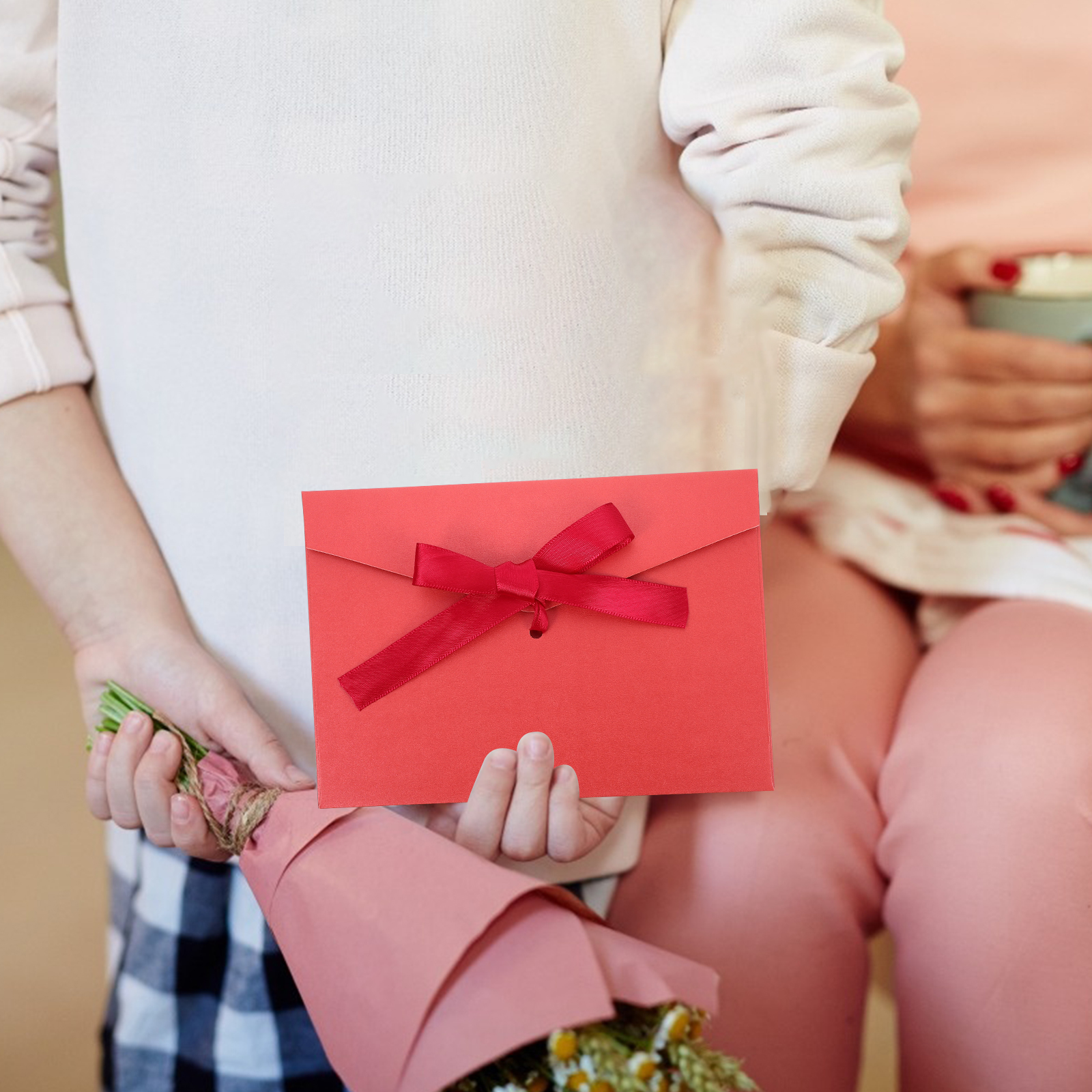 8pcs Bowknots Paper Envelope Pearlescent Postcards Envelops Cards Packing Envelope