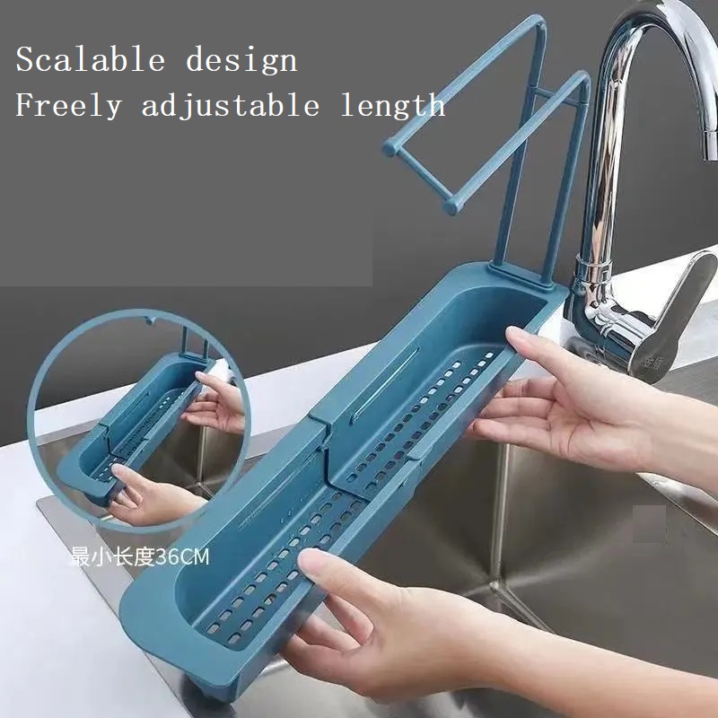Telescopische Gootsteen Plank Zeep Spons Afvoer Rack Expandable Afdruiprek Spoelbak Lade Houder Verstelbare Afvoer Mand Thuis Keuken Opslag