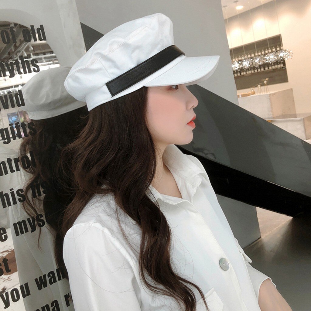 Spring Winter Winter Vintage Women Solid Hat Belt Buckle Cap Navy Cap Plain Cap French Style Vintage Beret hats #O26