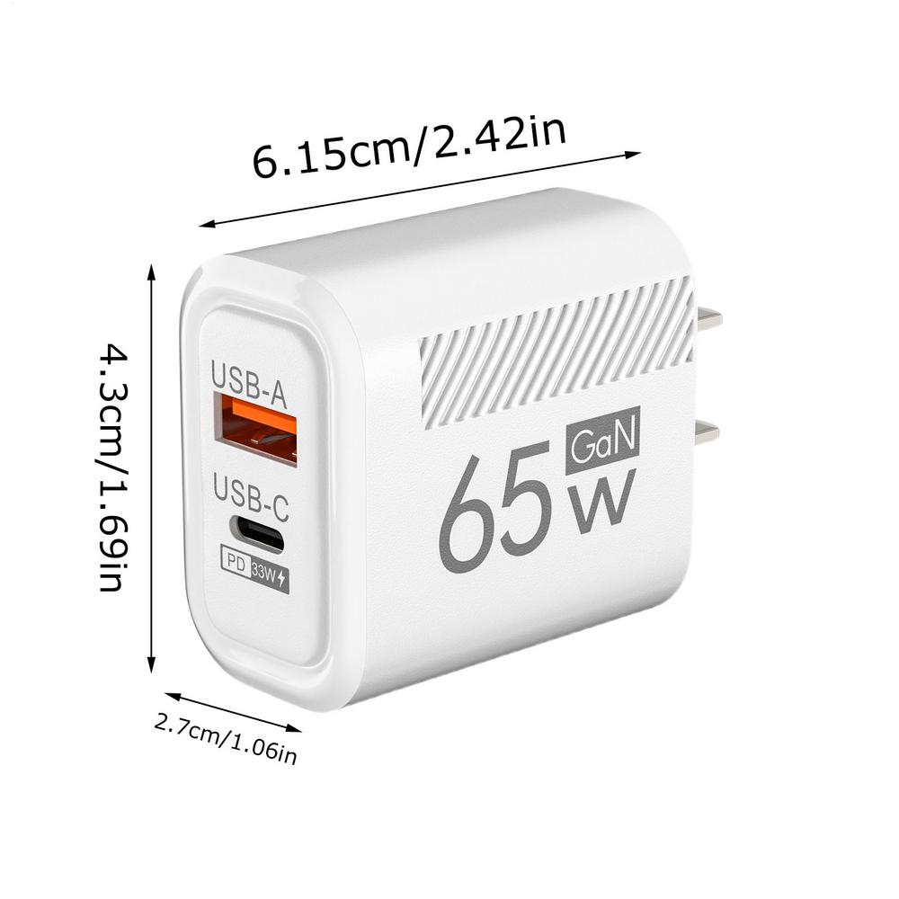 Snelladerblok 65w snellader usb-c oplader kubus telefoons dubbele poort snellaadadapter kubus