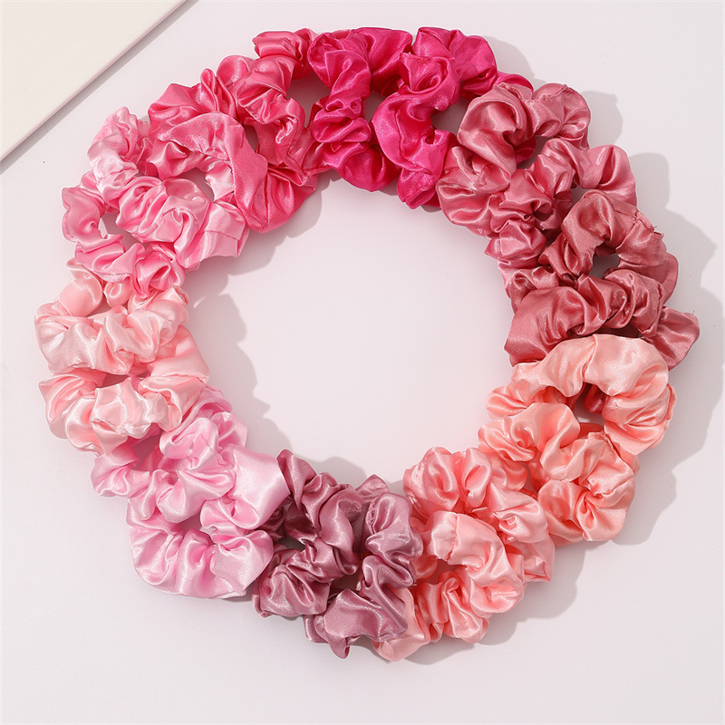 Gomas para el cabello de seda rosa para mujer y niña, banda elástica para el cabello de Color sólido, coleteros, accesorios para el cabello elegantes, 6/10/20 piezas