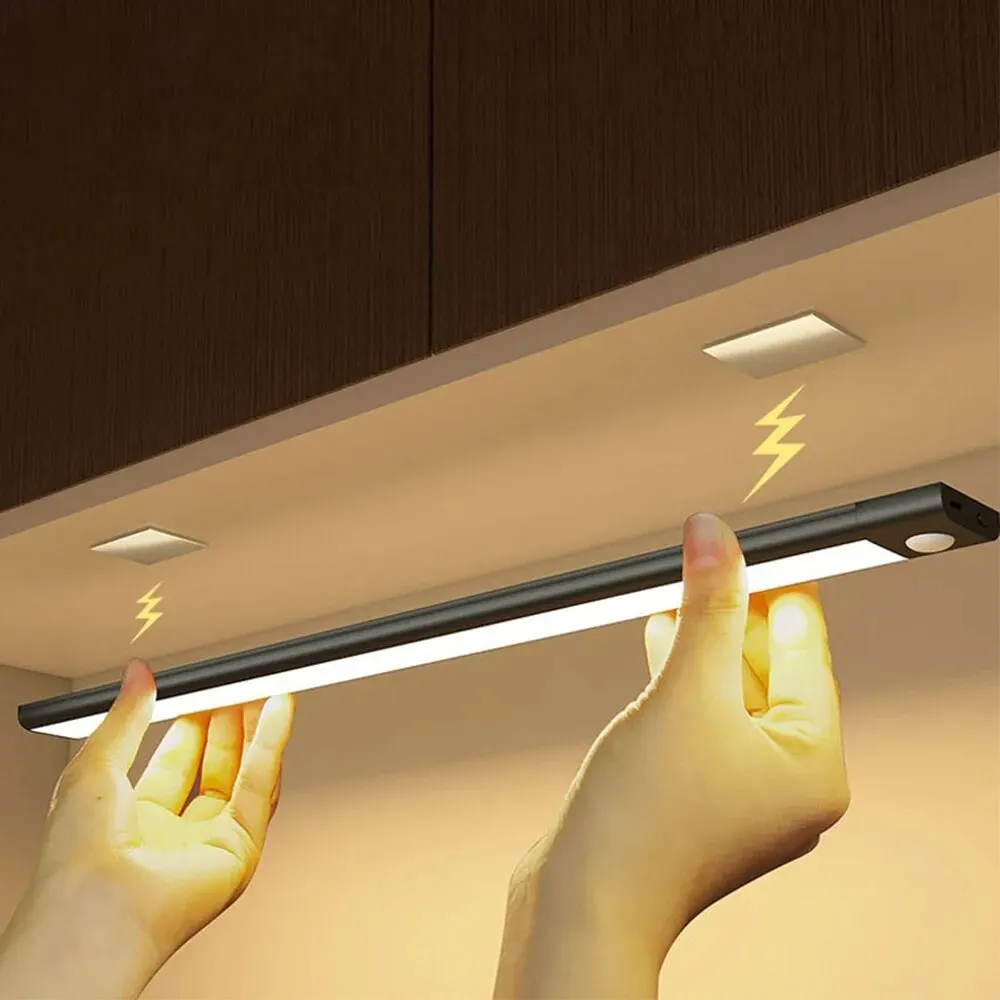 Lampe LED avec capteur de mouvement, Rechargeable par USB type-c, pour armoire de cuisine, éclairage d'armoire, 20cm/30cm/40cm/50cm