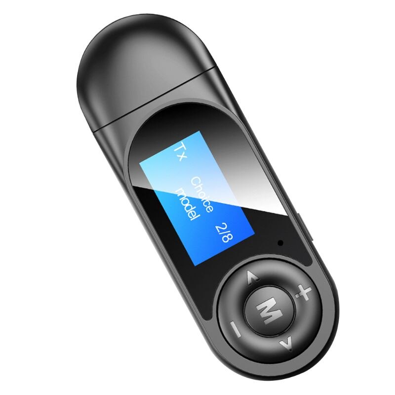 Bluetooth 5.0 Adapter LCD Display USB Bluetooth Receiver Transmitter 3.5mm AUX Y5LC: Default Title