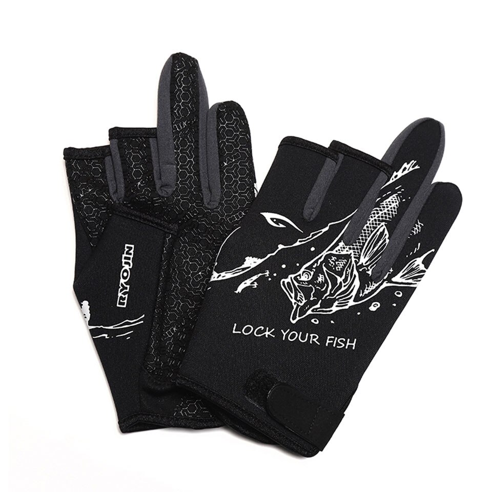 Fiskehandskar m/l/xl storlek skuren trefingerhandskar slitstarka fiskehandskar