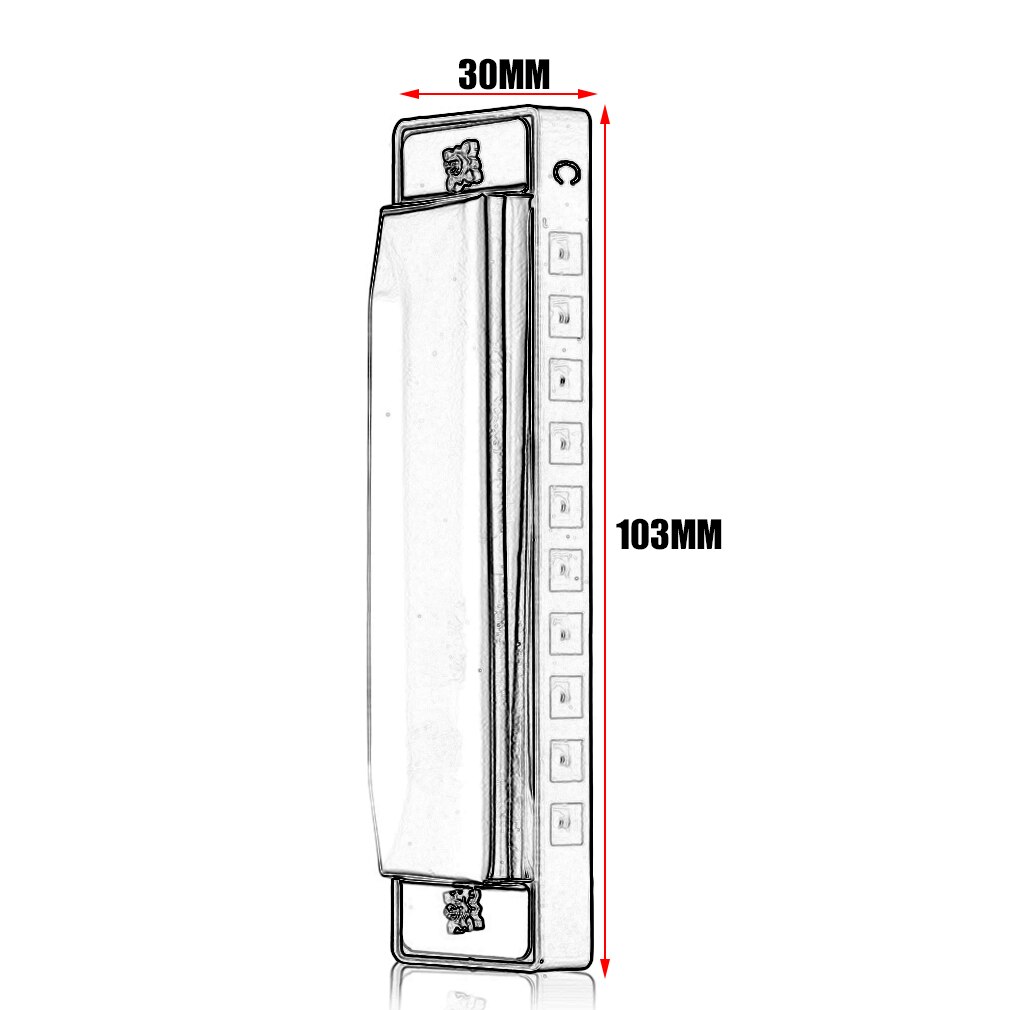 10-Hole Diatonische Harmonica Zilver Blues Diatonische Harp Harmonicon Muziekinstrument Legering Harmonica Mondharmonica Voor Beginner