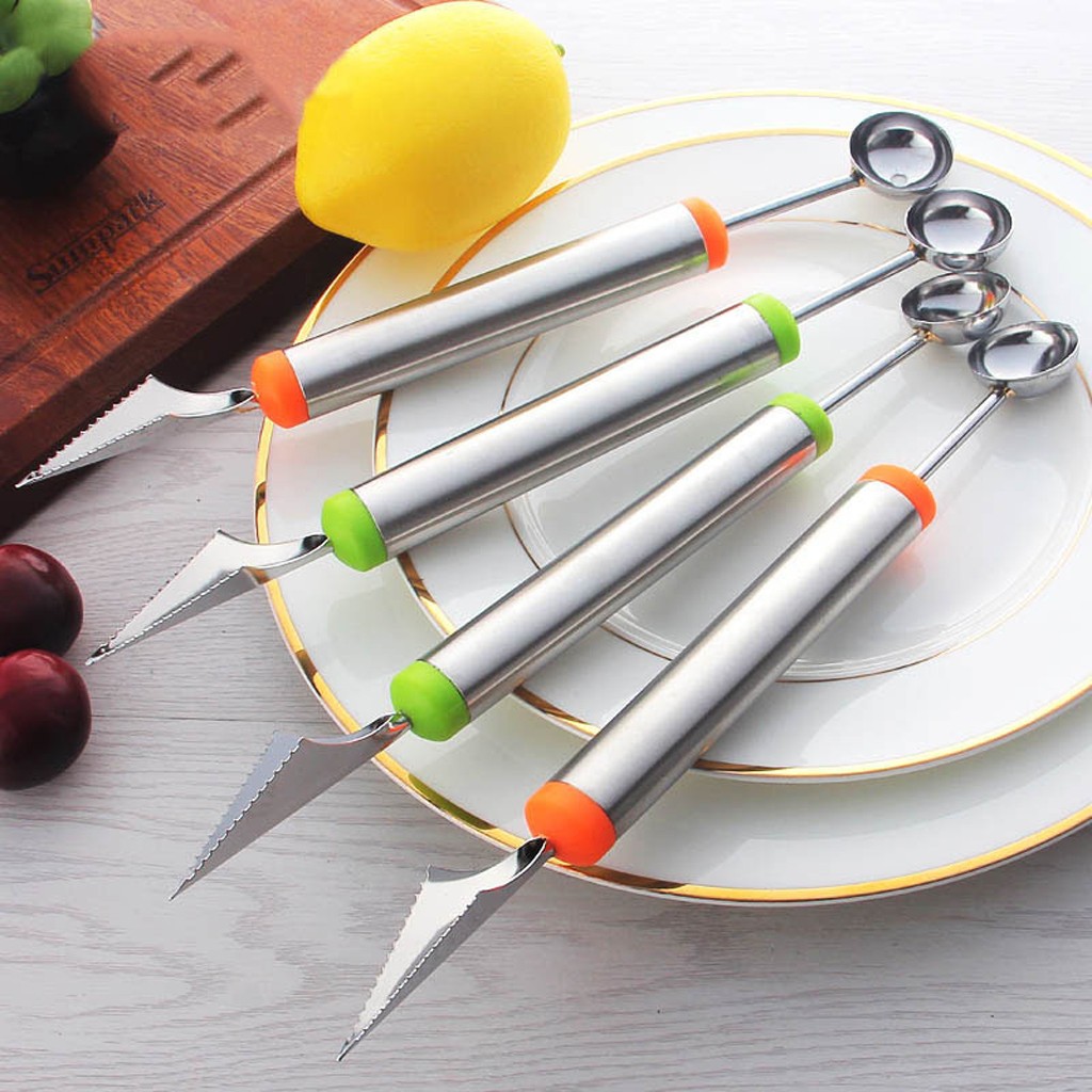 Multifunctionele Fruit Scoop Roestvrijstalen Huis Keuken Bar Fruit Carving Cutter Melon Ball Scoop Diy Wobble Gereedschap