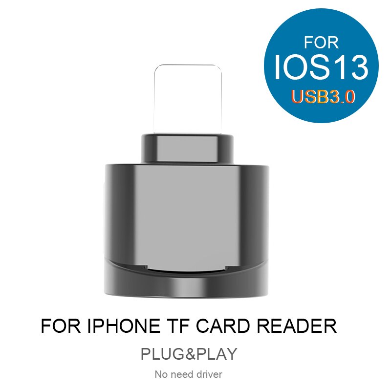 TF Card Reader for iPhone 13 12 11 Mini Pro Max Plug &amp; Play Lightning to Micro SD Adapter No Need Driver Card Reader for iPhone