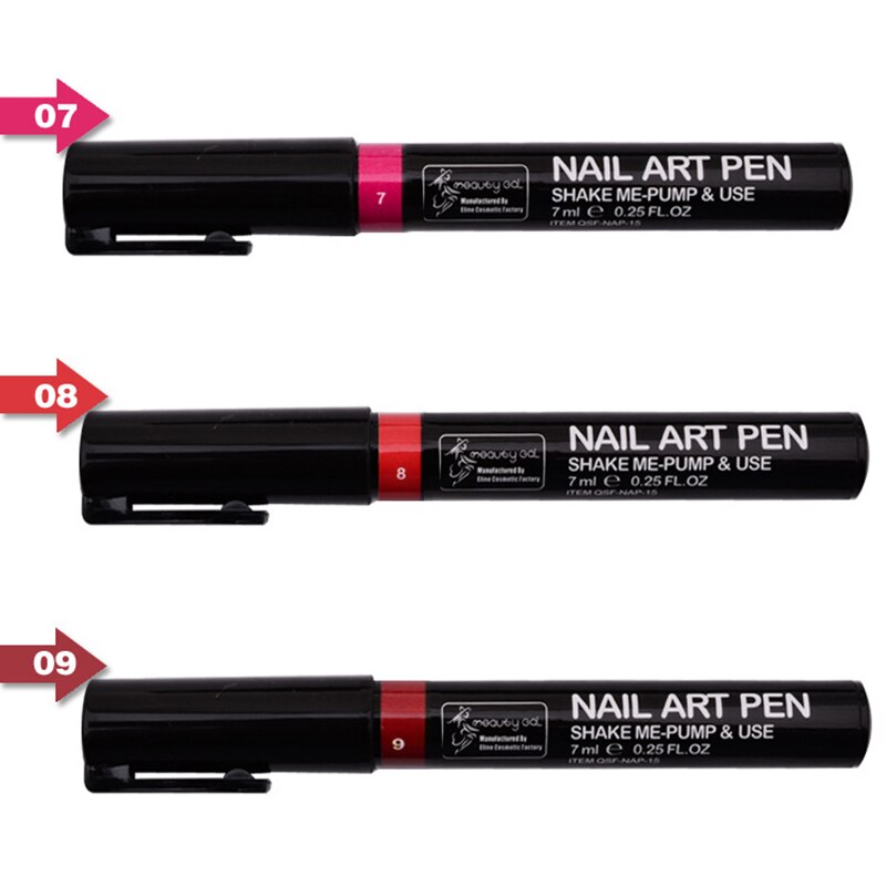 Bolígrafos pintados en 3D, herramientas de Arte de uñas, 16 colores, decoraciones, pinceles para uñas