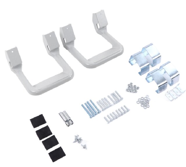 2Pcs/Set SUV Truck Side Steps Bar Anti-Slip Aluminum Pickup Powder-Coated Stirrup Boards for FORD/CHEVY/GMC/DODGE: Silver