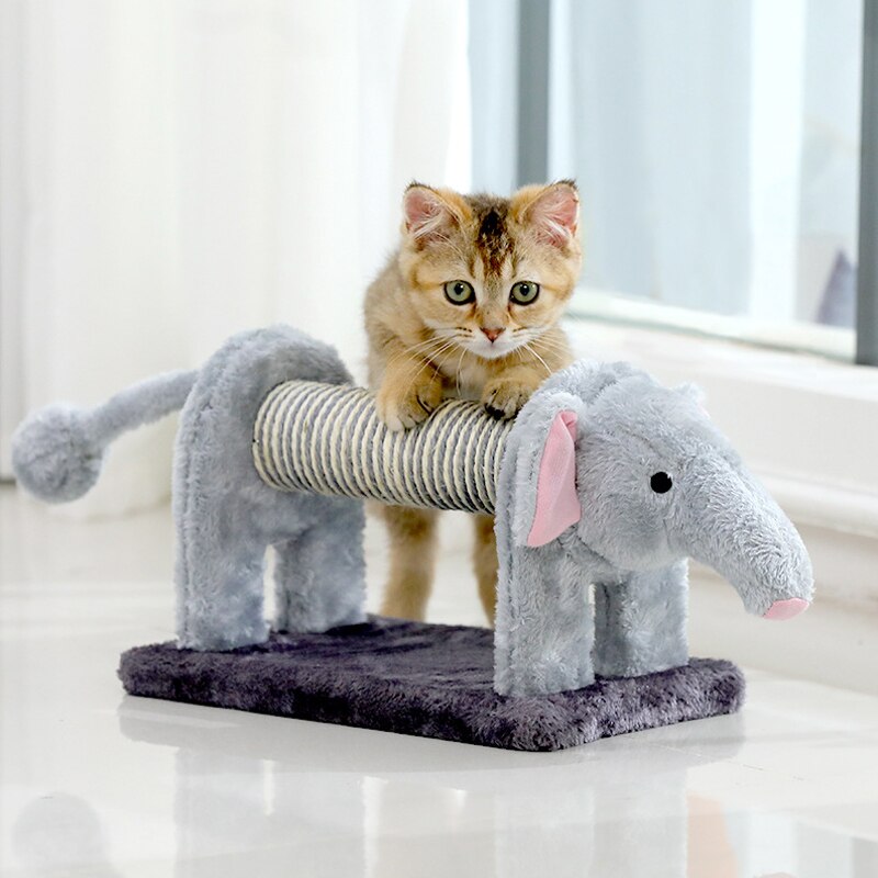 Cat Scratching Post for Cats Elephant Shaped Cat Scratcher Board with Sisal Bells for Protecting Cat Furniture Cat Toys Cat Tree