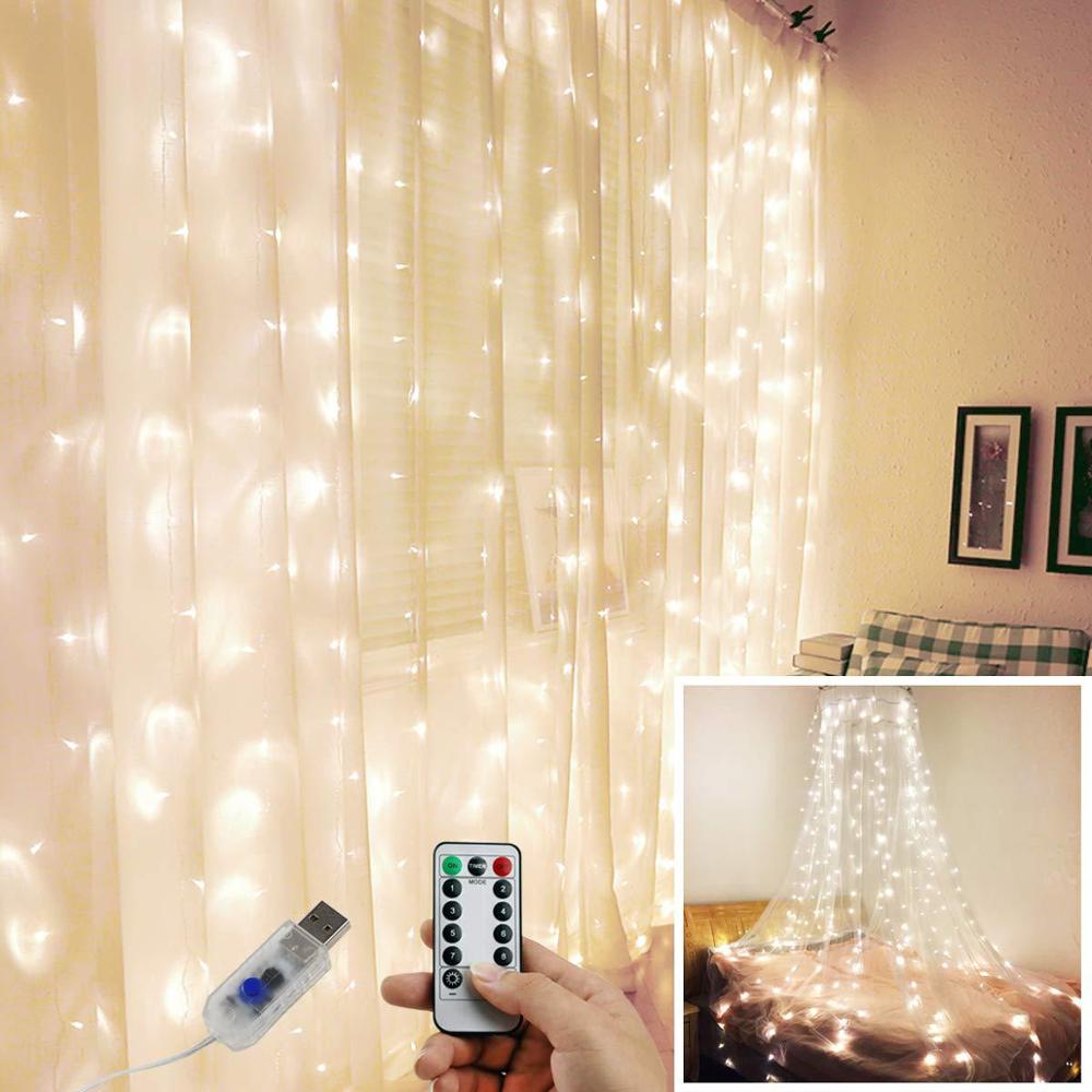 1/2/3M LED Christmas Fairy String Lights Remote Control USB Year Garland Curtain Lamp Decoration For Home Bedroom