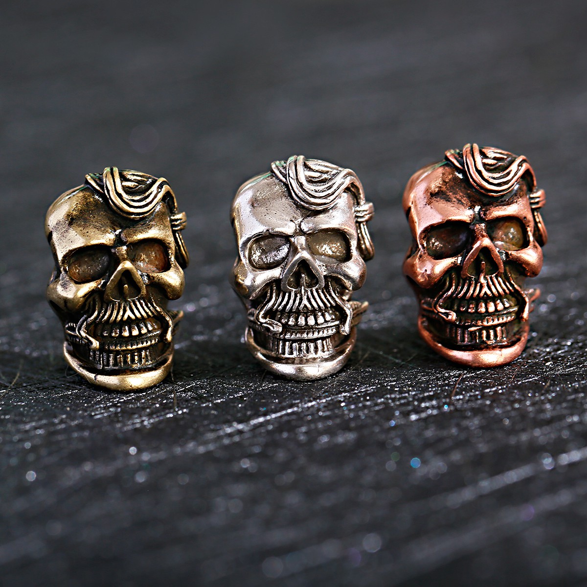 Cuentas de Paracord Vintage para hombre, abalorios de bronce antiguo, cobre, León, casco, Calavera, abalorios para pulsera, fabricación de joyas, 3 uds./Set