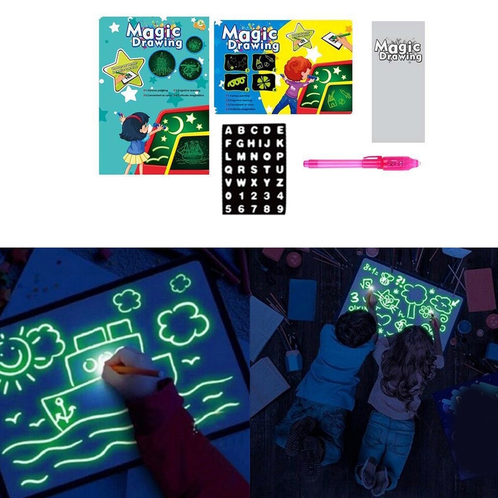1 Set Neonlicht Tekentafel Kinderen Vroege Educatief Tekening Tablet Kids Graffiti Speelgoed M