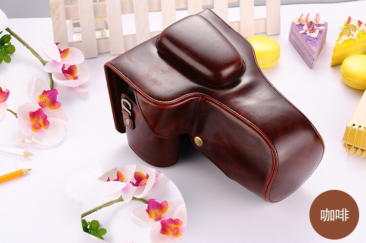 Pu Leather Video Camera Bag Case For Canon EOS 1100D 1200D 1300D 550D with18-55/105/200mm Lens Retro Vintage Camera Bag: coffee