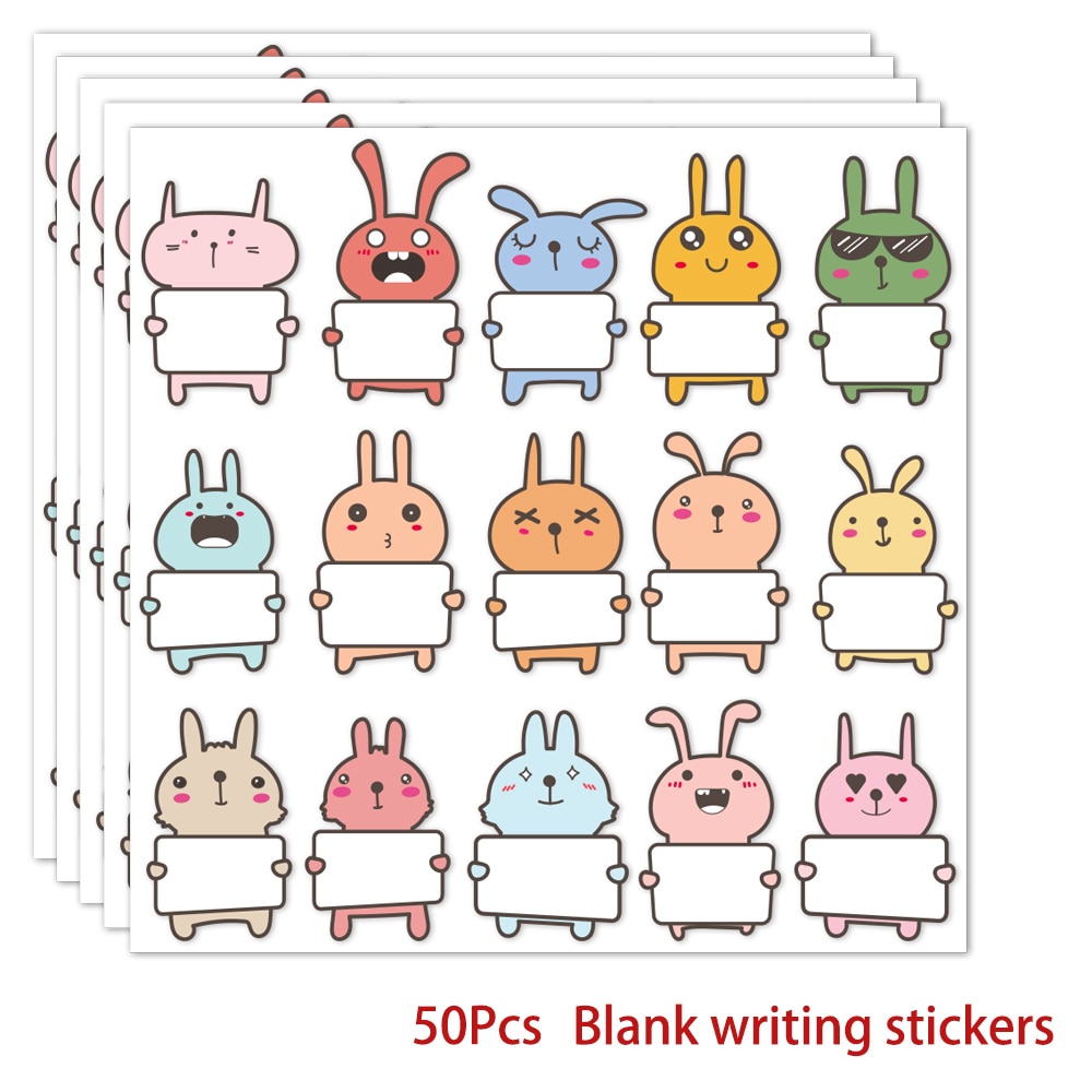 100 Pcs Cute Animal Stickers 15 Ontwerpen Leeg Woord Stickers Voor Scholen Kids Stickers Voor Scrapbooking Briefpapier Naam Stickers
