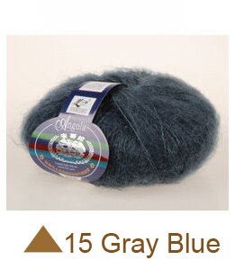 200 gram goedkope Mohair Wol Garen dunne kasjmier garen 8 ballen (25g/bal): 15 Gray Blue