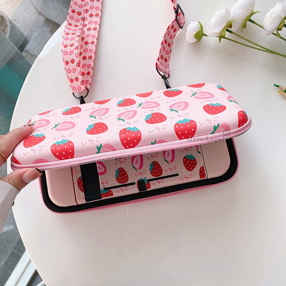 Aardbei Opbergtas Voor Nintendo Schakelaar Case Beschermende Shell Soft Case Leuke Reizen Draagtas Voor Schakelaar Zak Set
