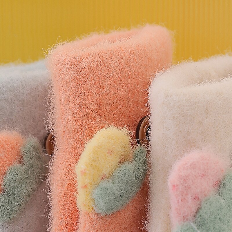 Nette Karikatur Baby Handschuhe freundlicher Winter Gestrickte Fäustlinge Handschuhe Dicke Warme Halb Finger Handschuhe freundlicher Fingerlose Handschuhe für Mädchen