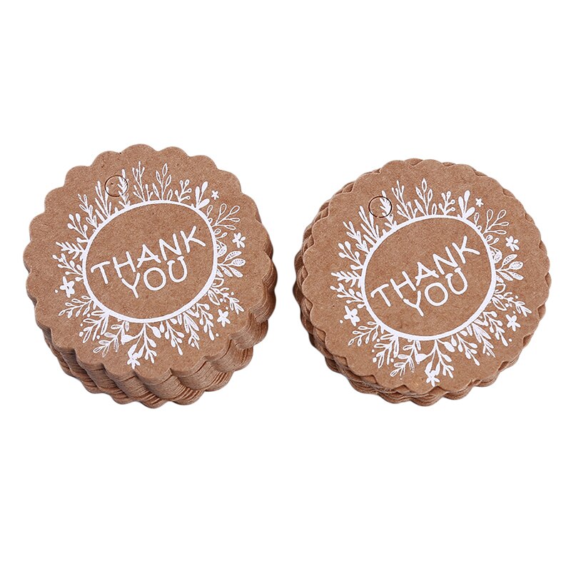 Etiquetas de papel Kraft para manualidades, etiquetas de hechas a mano, dijes de joyería, de boda redondos/etiquetas decorativas para galletas, 50 Uds.