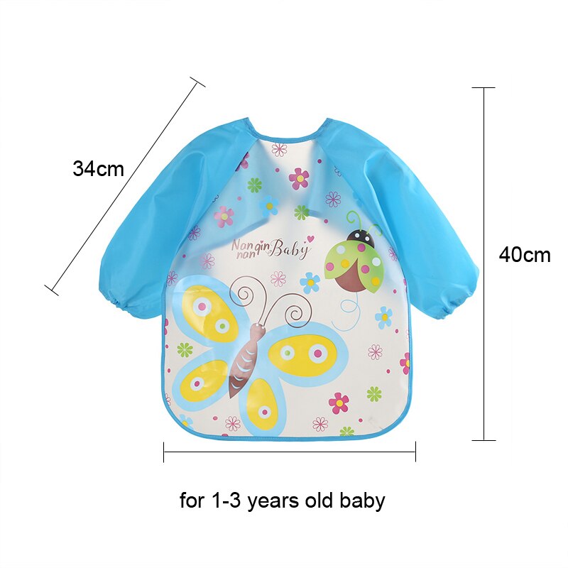 Baby Boy Bibs Waterproof Long Sleeve Cartoon Printed Baby Girl Bibs Kids Burp Cloth Feeding Bib with Pocket Children Apron Smock