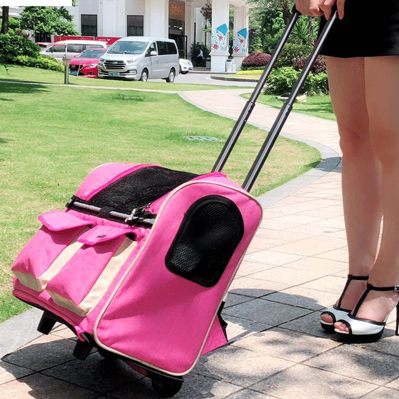 Pet Carrier Rugzak Met Wielen Voor Hond/Kat, meerdere Toepassingen Kat/Hond Reizen Draagtas/Mode Trolley Roller Zak/Reistas: NO2