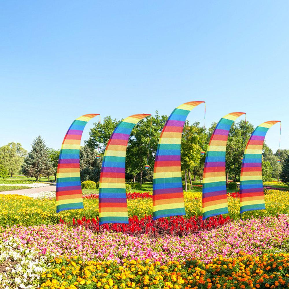 Rainbow Swooper Flag with Pole Kit,LGBT Pride Feather Flag Perfect As Yard Decorations